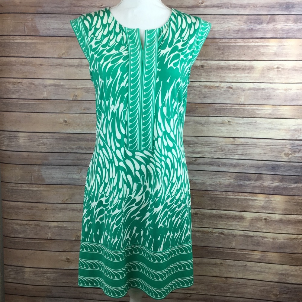 BCBG Maxazria Sheath Dress Green White Size M